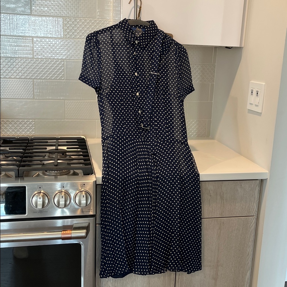 Polo Ralph Lauren S navy & white polka dot 3 piece dress